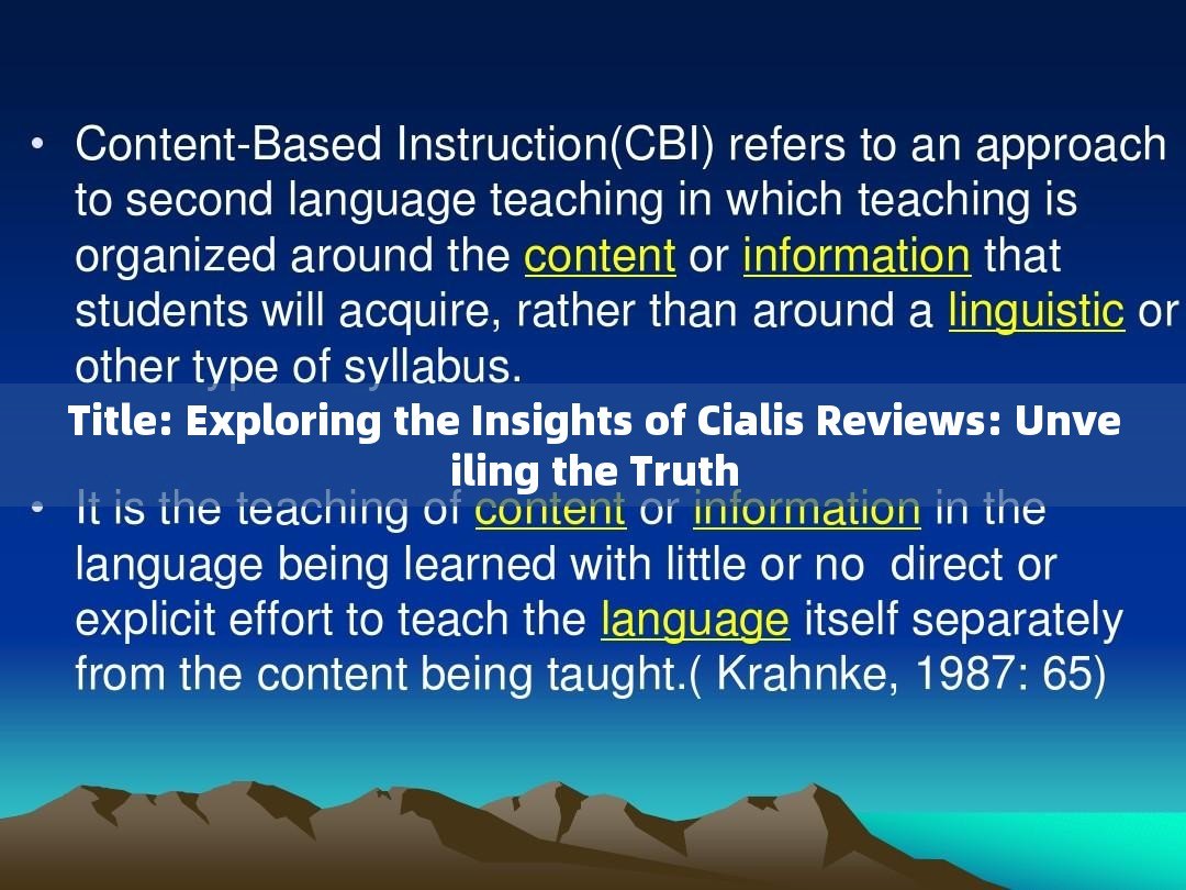 Title: Exploring the Insights of Cialis Reviews: Unveiling the Truth